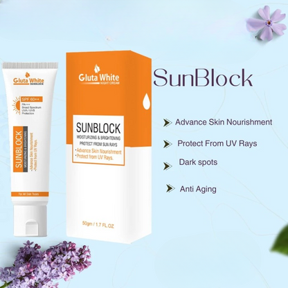 Gluta White Sunblock – Whitening & UV Protection Sunscreen For All Skin Types