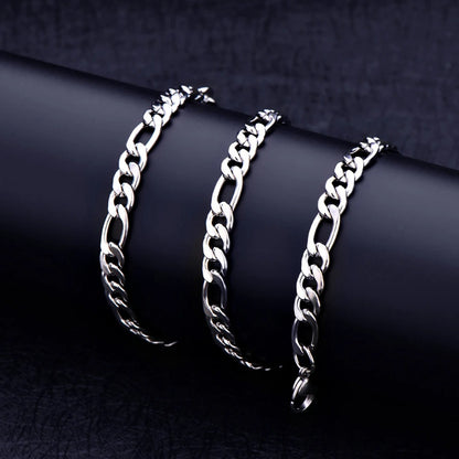 Durable & Glossy Finish Men’s Solid Stainless Steel Figaro Chain Bracelet
