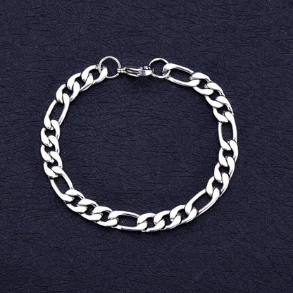 Durable & Glossy Finish Men’s Solid Stainless Steel Figaro Chain Bracelet