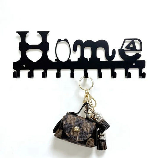 Metal Key Rack Holder Wall Mounted Key Holder 10 Hooks Hang Rack Cute Key Decorative with Screws Anchors for Coat Clothes