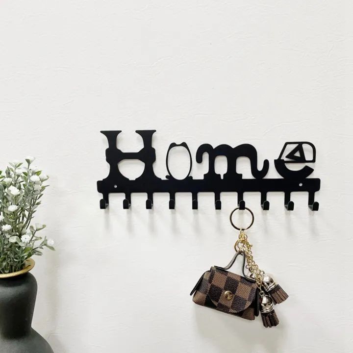 Metal Key Rack Holder Wall Mounted Key Holder 10 Hooks Hang Rack Cute Key Decorative with Screws Anchors for Coat Clothes