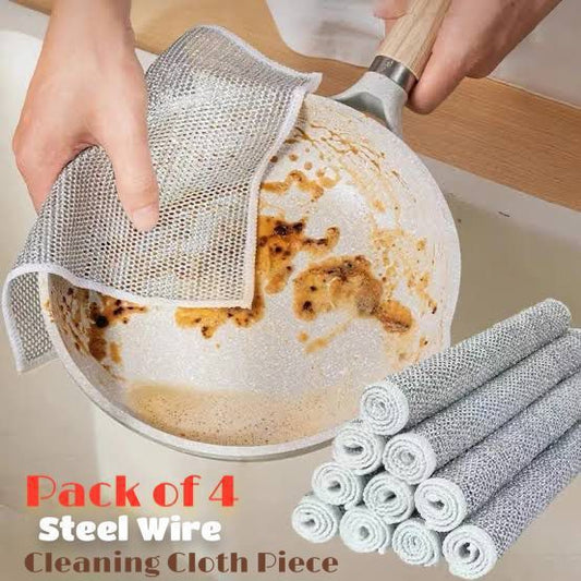 Pack of 4 Kitchen Steel Mesh Wire Dish Washer Cleaning Cloth